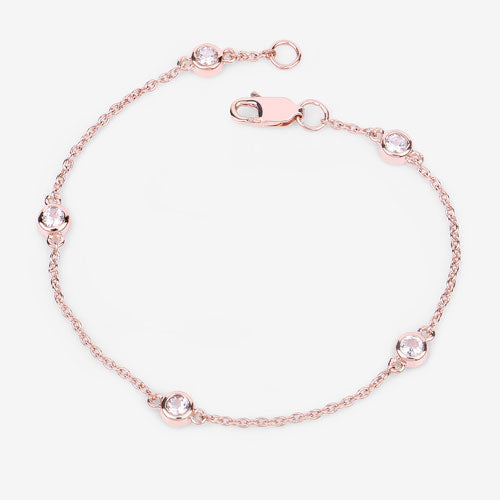 Bids.com 0.45 Carat Genuine Morganite .925 Sterling Silver Bracelet Bracelets White Smoke size 7.00