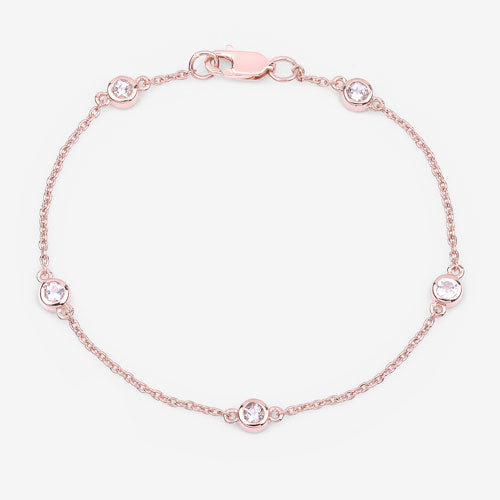 Bids.com 0.45 Carat Genuine Morganite .925 Sterling Silver Bracelet Bracelets White Smoke size 7.00