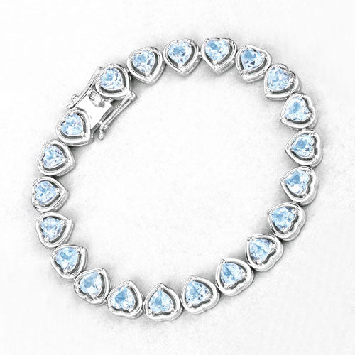 Bids.com 10.50 Carat Genuine Blue Topaz .925 Sterling Silver Bracelet Bracelets White Smoke size 7.25