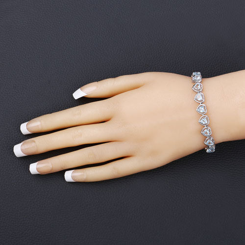 Bids.com 10.50 Carat Genuine Blue Topaz .925 Sterling Silver Bracelet Bracelets Wheat size 7.25