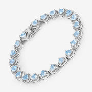 Bids.com 10.50 Carat Genuine Blue Topaz .925 Sterling Silver Bracelet Bracelets White Smoke size 7.25
