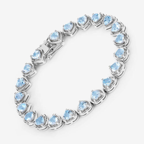Bids.com 10.50 Carat Genuine Blue Topaz .925 Sterling Silver Bracelet Bracelets White Smoke size 7.25