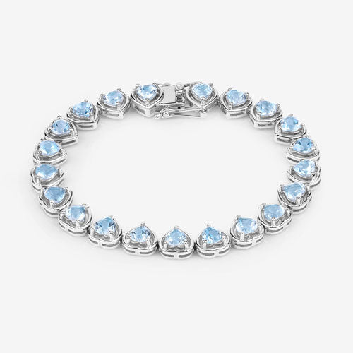Bids.com 10.50 Carat Genuine Blue Topaz .925 Sterling Silver Bracelet Bracelets White Smoke size 7.25