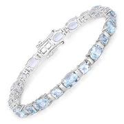 Bids.com 10.06 Carat Genuine Aquamarine .925 Sterling Silver Bracelet Bracelets White Smoke size 7.25