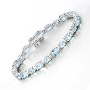Bids.com 10.06 Carat Genuine Aquamarine .925 Sterling Silver Bracelet Bracelets White Smoke size 7.25