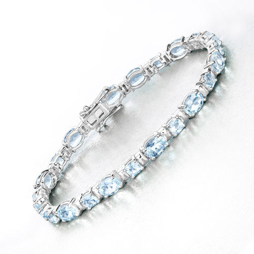 Bids.com 10.06 Carat Genuine Aquamarine .925 Sterling Silver Bracelet Bracelets White Smoke size 7.25