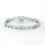 Bids.com 10.06 Carat Genuine Aquamarine .925 Sterling Silver Bracelet Bracelets Lavender size 7.25