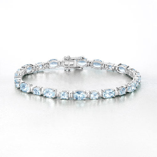 Bids.com 10.06 Carat Genuine Aquamarine .925 Sterling Silver Bracelet Bracelets Lavender size 7.25