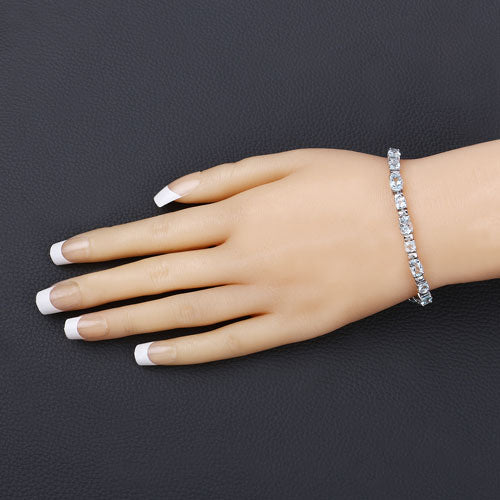 Bids.com 10.06 Carat Genuine Aquamarine .925 Sterling Silver Bracelet Bracelets Wheat size 7.25