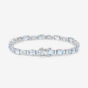 Bids.com 10.06 Carat Genuine Aquamarine .925 Sterling Silver Bracelet Bracelets White Smoke size 7.25