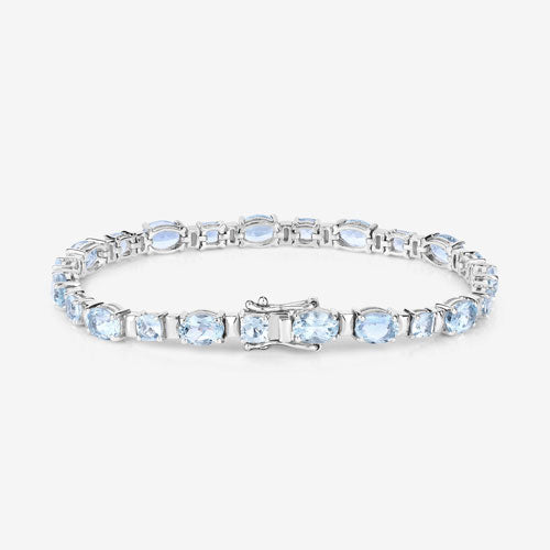 Bids.com 10.06 Carat Genuine Aquamarine .925 Sterling Silver Bracelet Bracelets White Smoke size 7.25