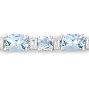 Bids.com 10.06 Carat Genuine Aquamarine .925 Sterling Silver Bracelet Bracelets Light Gray size 7.25