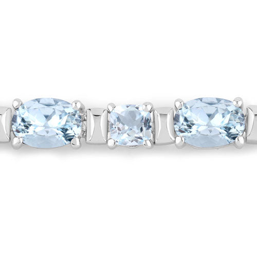 Bids.com 10.06 Carat Genuine Aquamarine .925 Sterling Silver Bracelet Bracelets Light Gray size 7.25