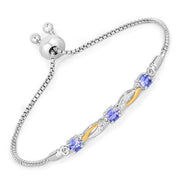 Bids.com 0.77 Carat Genuine Tanzanite and White Sapphire .925 Sterling Silver Bracelet Bracelets White Smoke size 10.00