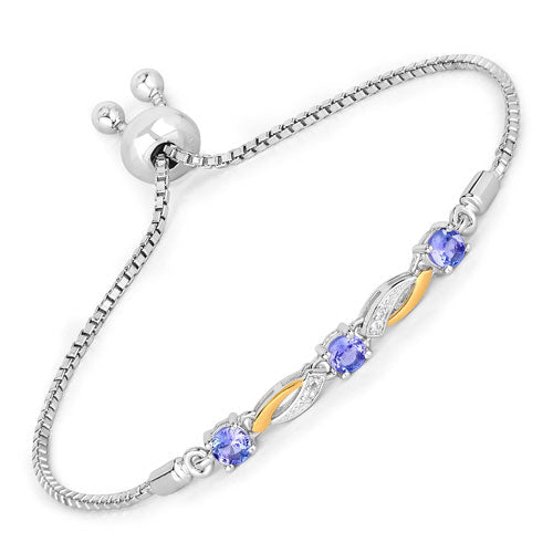 Bids.com 0.77 Carat Genuine Tanzanite and White Sapphire .925 Sterling Silver Bracelet Bracelets White Smoke size 10.00