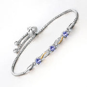 Bids.com 0.77 Carat Genuine Tanzanite and White Sapphire .925 Sterling Silver Bracelet Bracelets White Smoke size 10.00