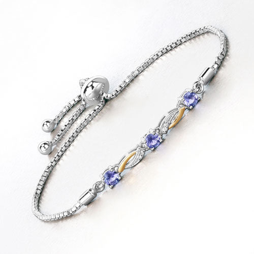 Bids.com 0.77 Carat Genuine Tanzanite and White Sapphire .925 Sterling Silver Bracelet Bracelets White Smoke size 10.00