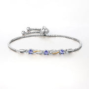 Bids.com 0.77 Carat Genuine Tanzanite and White Sapphire .925 Sterling Silver Bracelet Bracelets White Smoke size 10.00
