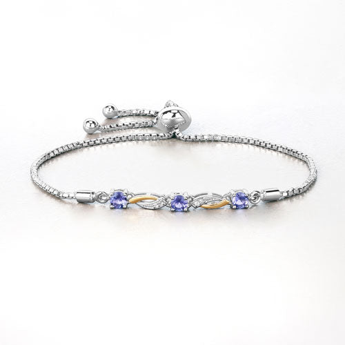 Bids.com 0.77 Carat Genuine Tanzanite and White Sapphire .925 Sterling Silver Bracelet Bracelets White Smoke size 10.00