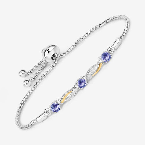 Bids.com 0.77 Carat Genuine Tanzanite and White Sapphire .925 Sterling Silver Bracelet Bracelets White Smoke size 10.00