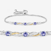 Bids.com 0.77 Carat Genuine Tanzanite and White Sapphire .925 Sterling Silver Bracelet Bracelets White Smoke size 10.00