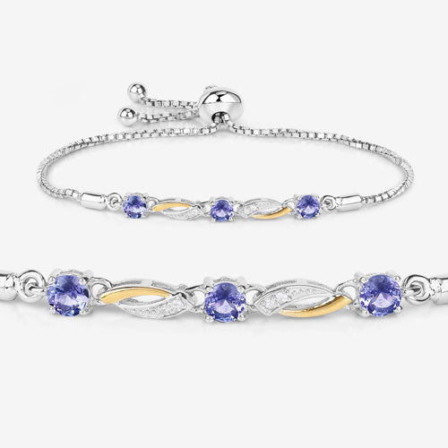 Bids.com 0.77 Carat Genuine Tanzanite and White Sapphire .925 Sterling Silver Bracelet Bracelets White Smoke size 10.00