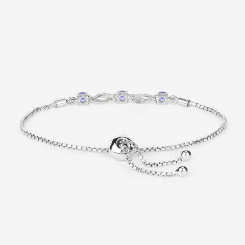 Bids.com 0.77 Carat Genuine Tanzanite and White Sapphire .925 Sterling Silver Bracelet Bracelets White Smoke size 10.00