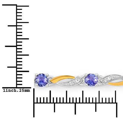 Bids.com 0.77 Carat Genuine Tanzanite and White Sapphire .925 Sterling Silver Bracelet Bracelets White Smoke size 10.00