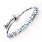 Bids.com 7.60 Carat Genuine Blue Topaz .925 Sterling Silver Bracelet Bracelets White Smoke size 10.00