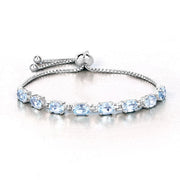 Bids.com 7.60 Carat Genuine Blue Topaz .925 Sterling Silver Bracelet Bracelets White Smoke size 10.00