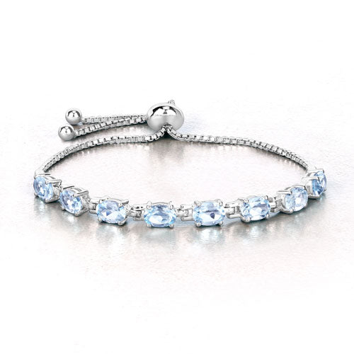 Bids.com 7.60 Carat Genuine Blue Topaz .925 Sterling Silver Bracelet Bracelets White Smoke size 10.00