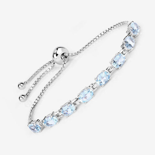 Bids.com 7.60 Carat Genuine Blue Topaz .925 Sterling Silver Bracelet Bracelets White Smoke size 10.00