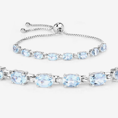 Bids.com 7.60 Carat Genuine Blue Topaz .925 Sterling Silver Bracelet Bracelets White Smoke size 10.00