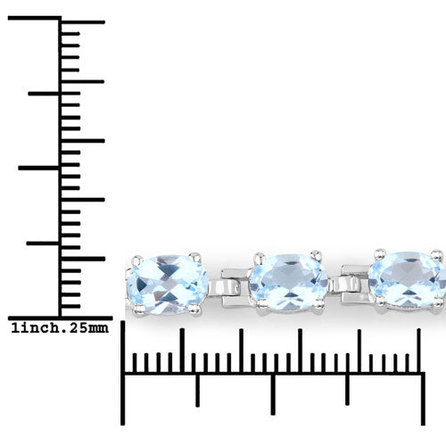 Bids.com 7.60 Carat Genuine Blue Topaz .925 Sterling Silver Bracelet Bracelets White Smoke size 10.00