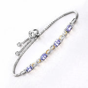 Bids.com 1.81 Carat Genuine Tanzanite and White Topaz .925 Sterling Silver Bracelet Bracelets White Smoke size 10.00