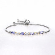 Bids.com 1.81 Carat Genuine Tanzanite and White Topaz .925 Sterling Silver Bracelet Bracelets White Smoke size 10.00