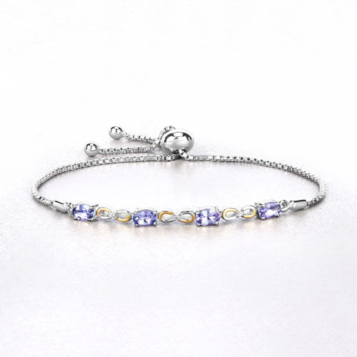 Bids.com 1.81 Carat Genuine Tanzanite and White Topaz .925 Sterling Silver Bracelet Bracelets White Smoke size 10.00