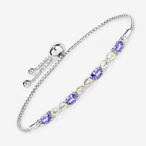 Bids.com 1.81 Carat Genuine Tanzanite and White Topaz .925 Sterling Silver Bracelet Bracelets White Smoke size 10.00