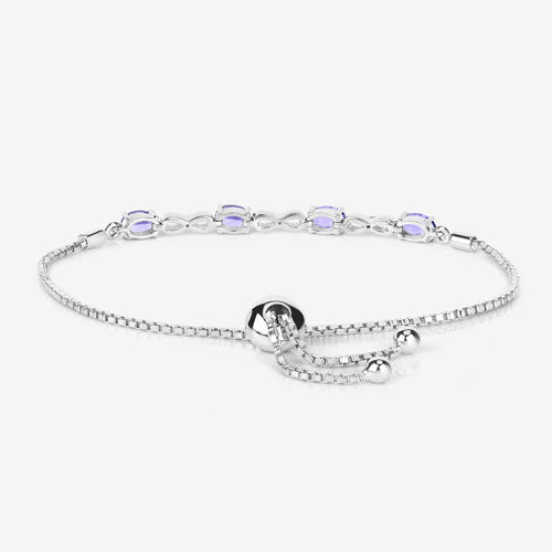 Bids.com 1.81 Carat Genuine Tanzanite and White Topaz .925 Sterling Silver Bracelet Bracelets White Smoke size 10.00