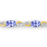 Bids.com 1.81 Carat Genuine Tanzanite and White Topaz .925 Sterling Silver Bracelet Bracelets White Smoke size 10.00