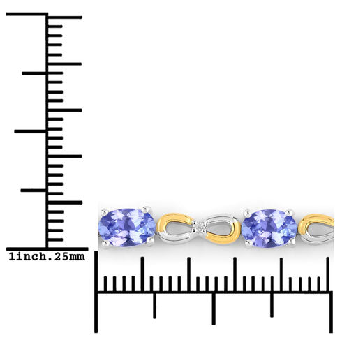 Bids.com 1.81 Carat Genuine Tanzanite and White Topaz .925 Sterling Silver Bracelet Bracelets White Smoke size 10.00