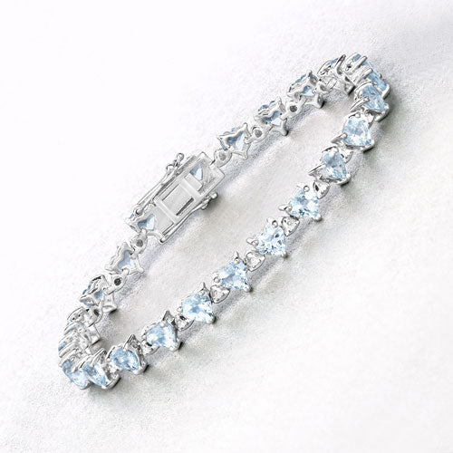 Bids.com 7.71 Carat Genuine Aquamarine and White Diamond .925 Sterling Silver Bracelet Bracelets White Smoke size 7.25