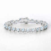 Bids.com 7.71 Carat Genuine Aquamarine and White Diamond .925 Sterling Silver Bracelet Bracelets Lavender size 7.25