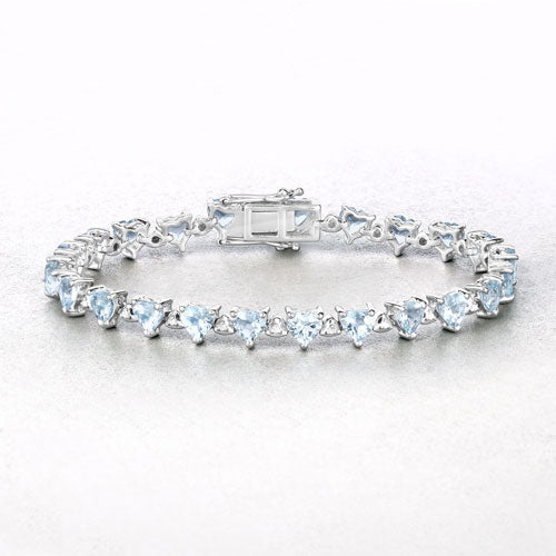 Bids.com 7.71 Carat Genuine Aquamarine and White Diamond .925 Sterling Silver Bracelet Bracelets Lavender size 7.25
