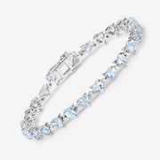 Bids.com 7.71 Carat Genuine Aquamarine and White Diamond .925 Sterling Silver Bracelet Bracelets White Smoke size 7.25