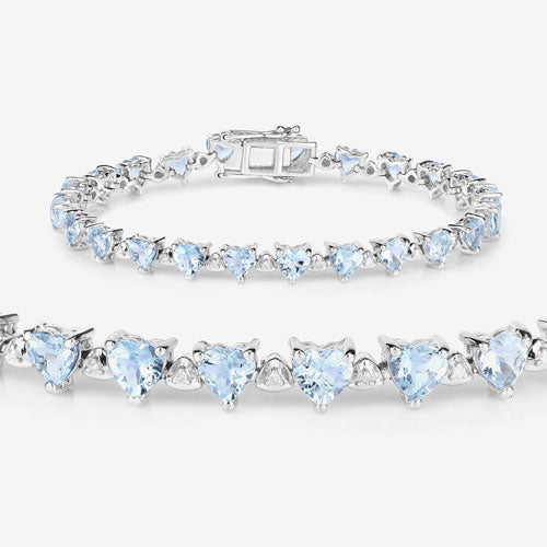 Bids.com 7.71 Carat Genuine Aquamarine and White Diamond .925 Sterling Silver Bracelet Bracelets White Smoke size 7.25