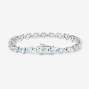 Bids.com 7.71 Carat Genuine Aquamarine and White Diamond .925 Sterling Silver Bracelet Bracelets White Smoke size 7.25
