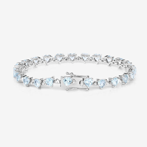 Bids.com 7.71 Carat Genuine Aquamarine and White Diamond .925 Sterling Silver Bracelet Bracelets White Smoke size 7.25