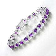 Bids.com 10.01 Carat Genuine Amethyst and White Diamond .925 Sterling Silver Bracelet Bracelets White Smoke size 5.50