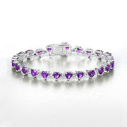 Bids.com 10.01 Carat Genuine Amethyst and White Diamond .925 Sterling Silver Bracelet Bracelets White Smoke size 5.50